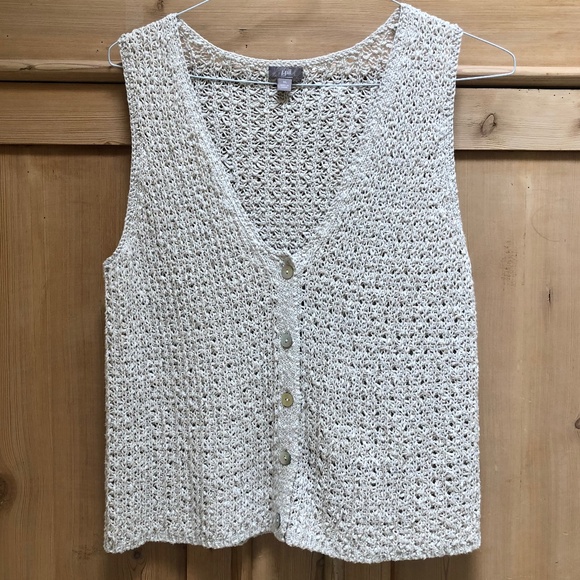 J. Jill Sweaters - J. Jill Beige Cotton Linen Knit Vest Size XL